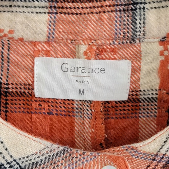 Garance Paris Flannel Shirt Button Up Orange Print Checkered Farmcore‎ Medium - Picture 11 of 14